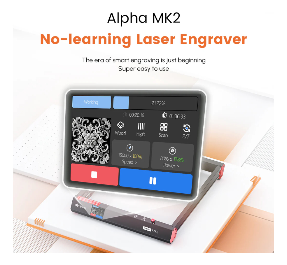 Algolaser Alfa Mk2 22w  Panel 40x40cm Rotativo Two Trees Tr3