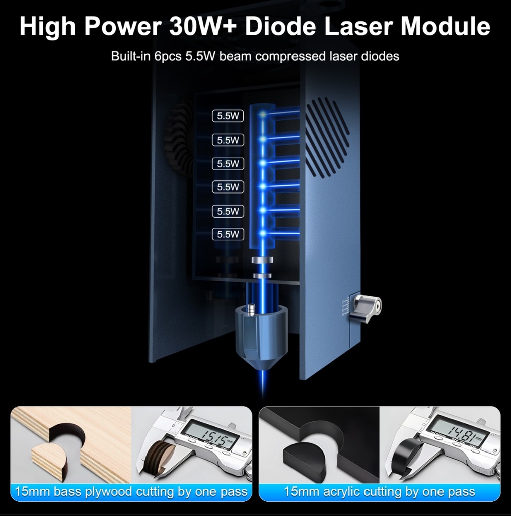 Cnc Corte Laser 100x100cm-180w - 30w Opticos  Asistente Aire