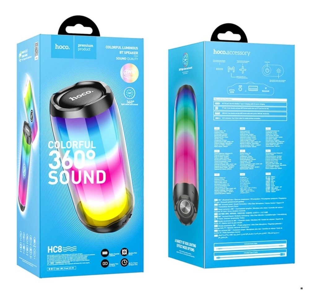 Parlante Bluetooth Inalambrico Luminoso 360 Hoco Hc8 No Jbl 