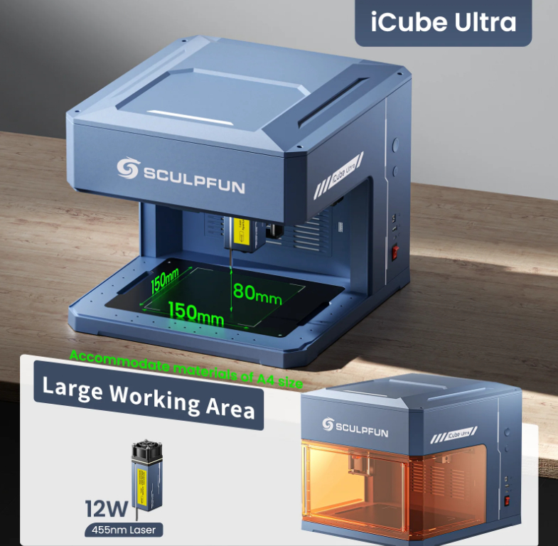 Grabadora y Cortadora Laser Sculpfun Icube Ultra 12w