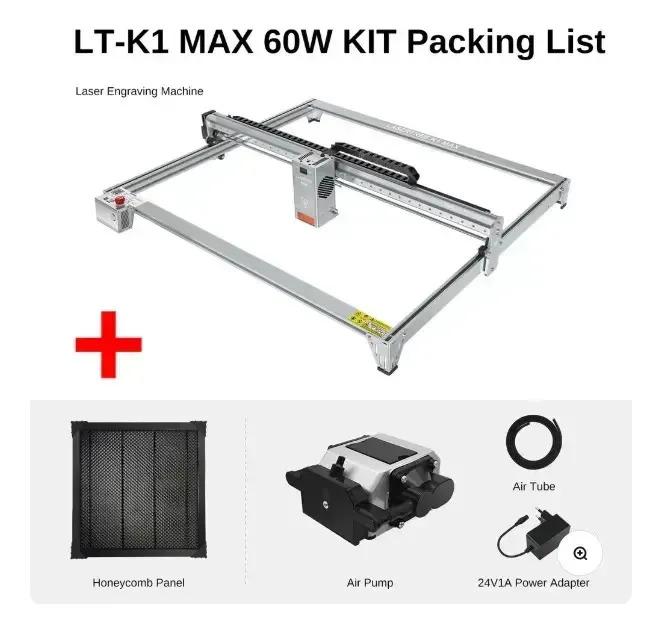 Cnc Corte Laser Lasertree K1 Max 60W  800*600MM + Panal de Abejas + Bomba de Aire
