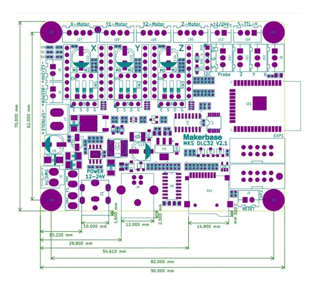 Placa Controladora Makerbase Cnc  Laser Y Fresadora  12/24v