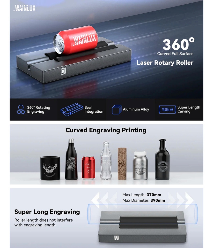 Accesorio Rotativo Cnc Laser Wainlux R1