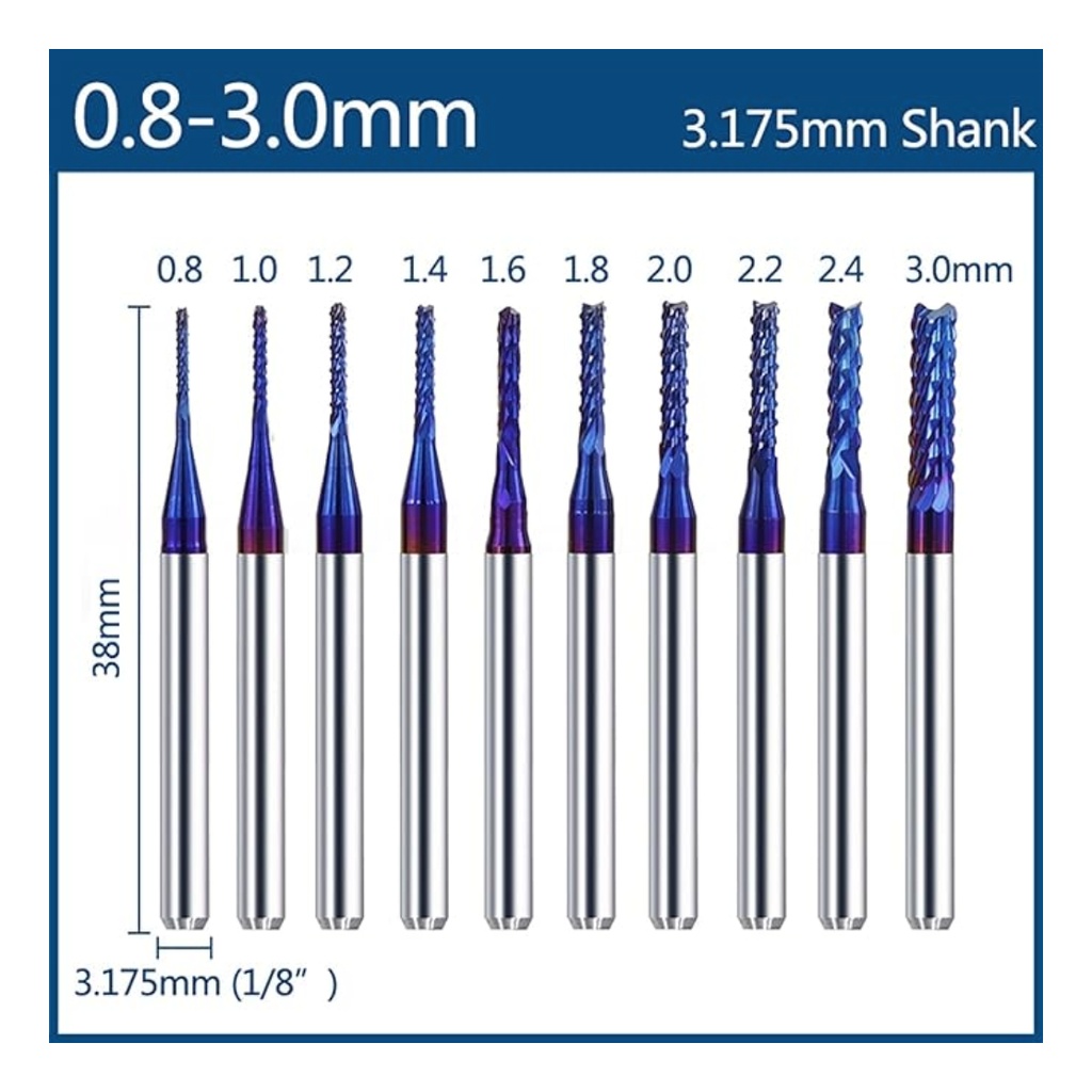 10 Fresas Nano Para Cnc 3018 Pcb, Metales, Madera, Plastico