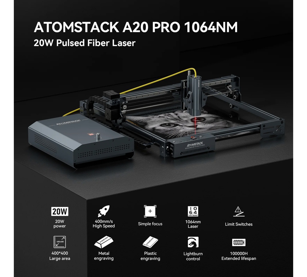 Laser De Fibra De Marco Atomstack 1064nm 20w