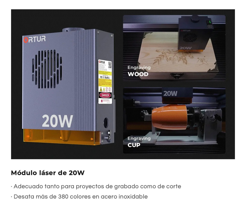 Grabadora Y Cortadora Laser Ortur H20 20w - La Mas Completa